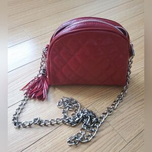 Danier red quilted leather crossbody bag